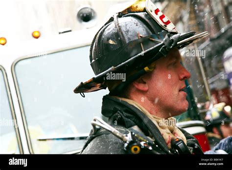 Firefighter In Action New York Stock Photo Alamy