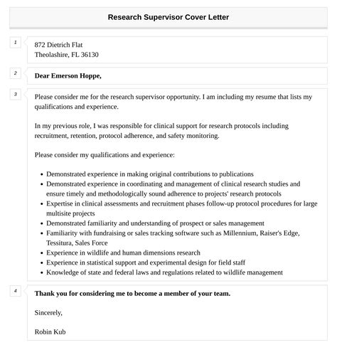 Research Supervisor Cover Letter Velvet Jobs