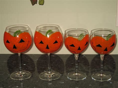 Painted Pumpkin Wine Glasses Pumpkin Wine Craft Night Good Ole