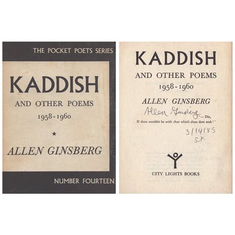 allen ginsberg signed kaddish and other poems 1958 1960 first edi house of roulx