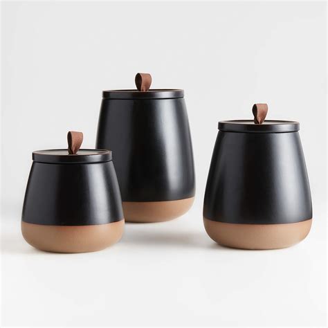Thero Matte Black Ceramic Canisters Crate And Barrel