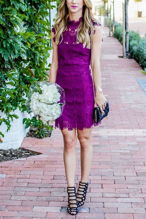 5 Fancy Date Night Ideas Purple Lace Dress Date Night Outfit Via