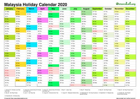 Official malaysian national and state holiday calendar include sabah and sarawak. Downloads: 0 Version: 2020 File Size: 108 KB