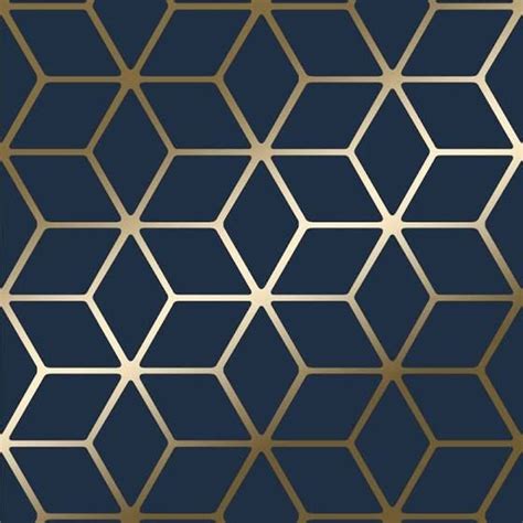 Geometric Removable Wallpaper Metallic Wallpaper Blue And Gold