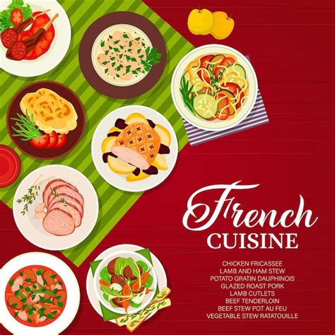 Premium Vector French Cuisine Meals Menu Vector Cover Page