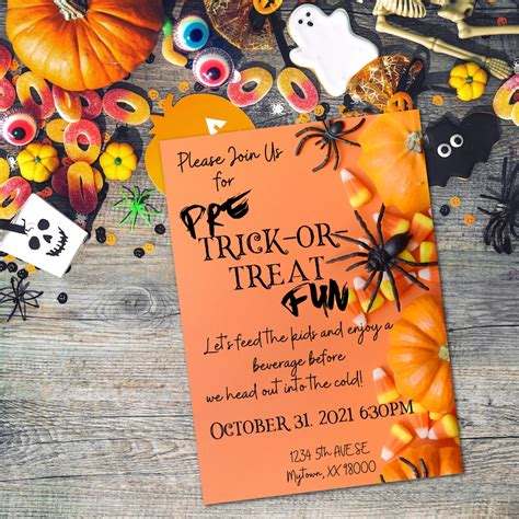 Pre Trick Or Treat Party Invitation Halloween Party Invite Printable
