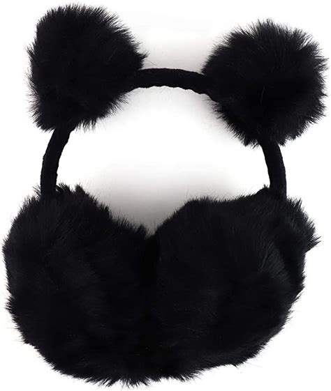 Trendy Apparel Shop Womens Pom Pom Accent Faux Fur Ear Cover Earmuffs