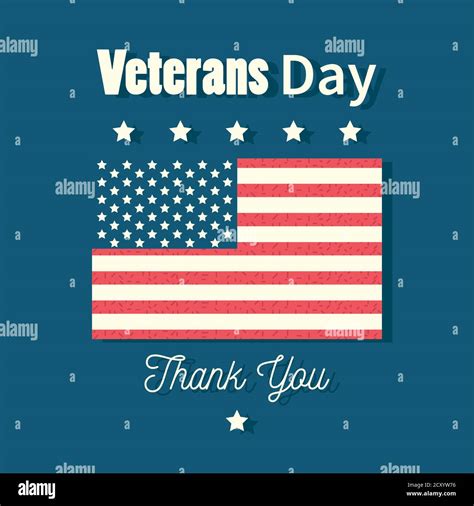 Happy Veterans Day Thank You Card American Flag Patriotism Vector