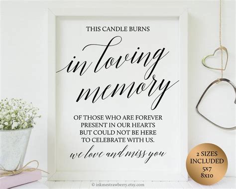 This Candle Burns In Loving Memory Wedding Sign Memorial Candle Wedding