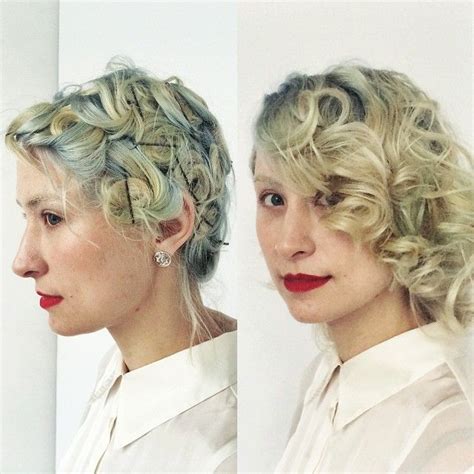 Ginas Pin Curl Set Before And After Set And Styled With