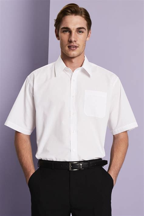 Mens White Short Sleeve Classic Collar Shirt