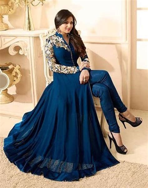 Blue Georgette Embroidered Semi Stitched Salwar With Dupatta Metroz 1150932