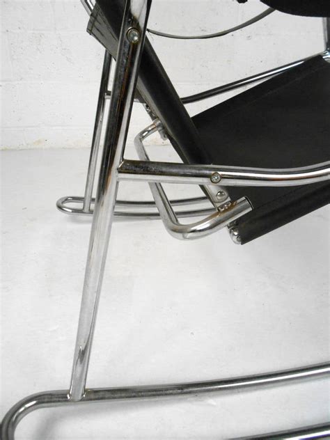 Mid Century Modern Wassily Style Leather Strap And Chrome Rocking Chair At Stdibs Leather