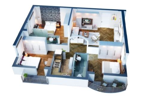 三居室户型装修3d布局效果图欣赏 2 设计之家