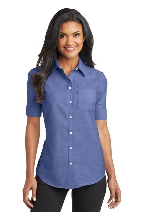 Cheap Good Goods Learn More About Us New Ladies Womens Cvc Oxford Short Sleeve Business Casual