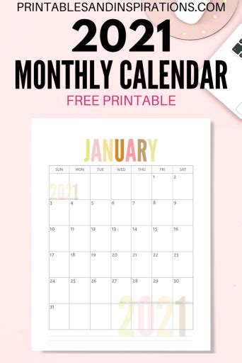 Print a calendar for january 2021 quickly and easily. List Of Free Printable 2021 Calendar PDF - Printables and ...