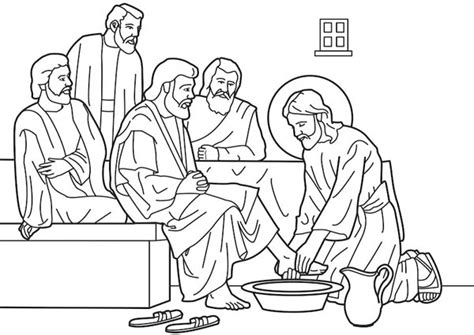 Jesus Washes His Disciples Feet In Miracles Of Jesus Coloring Page Netart