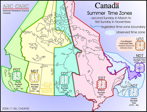 Time Zones Of Canada Winter And Summer Alternating Rcanada
