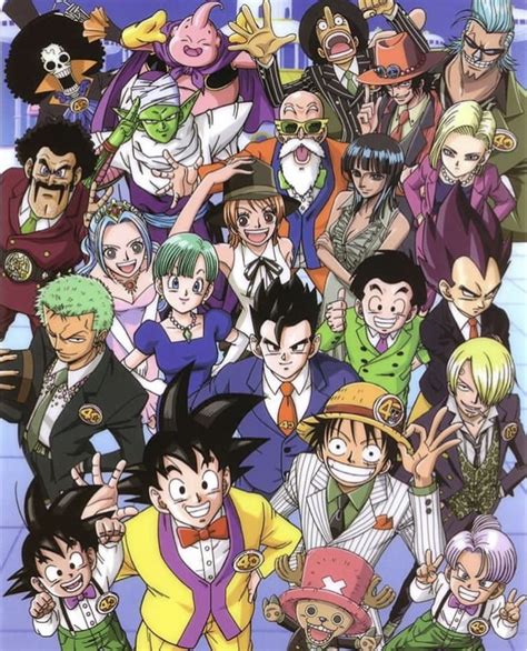 One Piece And Dbz Characters Anime Dragon Ball Anime Dragon Ball Artwork