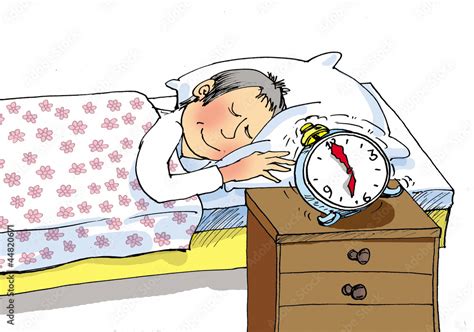 Illustration Of An Alarm Clock And Sleeping Man Stock Photo Adobe Stock