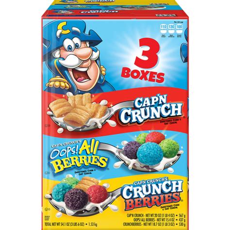 Capn Crunch Sweetened Corn And Oat Cereal Variety Pack 541 Oz 3 Count