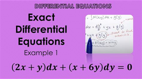 Exact Differential Equation Example 1 Youtube