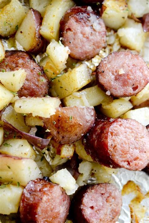 Cook for about 5 minutes until onion is tender and sausage begins to brown. Oven Roasted Smoked Sausage and Potatoes | Smoked sausage ...