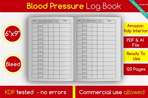 Blood Pressure Log Book • Kdp Interior Graphic By Misshind · Creative