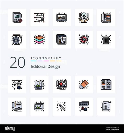 20 Editorial Design Line Filled Color Icon Pack Like Design Tool Art