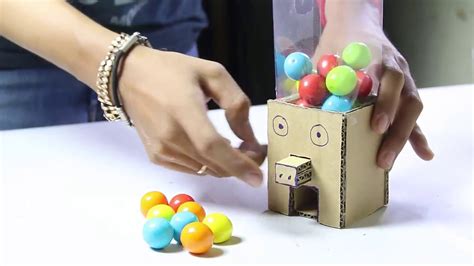 How To Build Gumball Candy Dispenser From Cardboard Easy Diy Youtube
