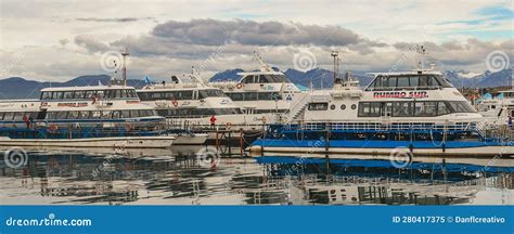 Excursion Ships Parked At Port Ushuaia Argentina Editorial Image
