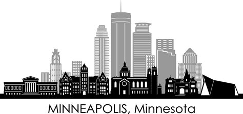 Minneapolis Minnesota City Skyline Outline Silhouette Vector Etsy