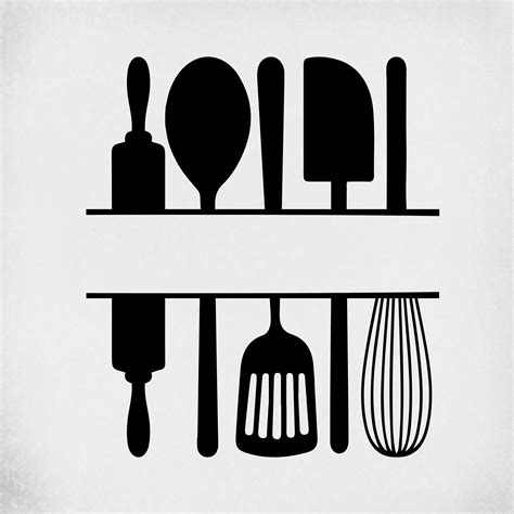 Split Kitchen Utensils Svg Cut Files For Cricut And Silhouette Etsy Norway