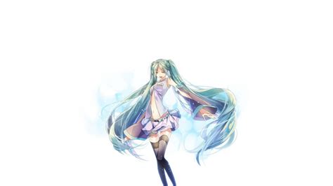Wallpaper Vocaloid Hatsune Miku Anime Girls Blue Hair Simple