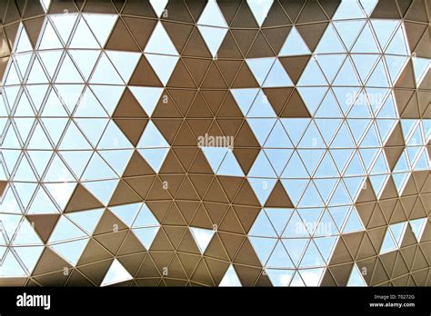 Architectural Background Of Geometric Ceiling Structure Wave Stock