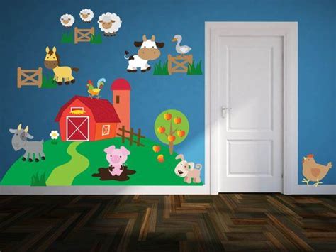 Farm Animal Barn Pig Sheep Cow Wall Decals Kids Stickers Peel Stick