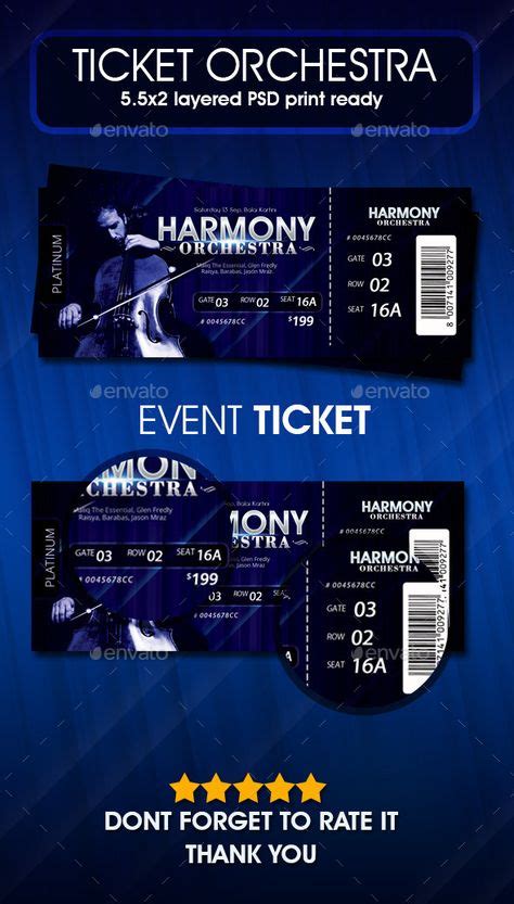 Pin By Bashooka Web And Graphic Design On Ticket Template Orchestra