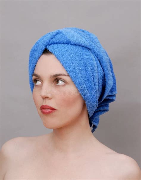 Woman With Towel On Head Stock Photo Image 9161010