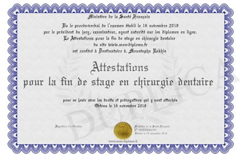 Attestations Pour La Fin De Stage En Chirurgie Dentaire