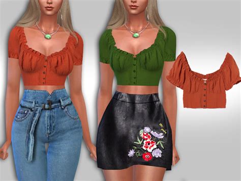 The Sims Resource Mini Casual Trendy Button Tops