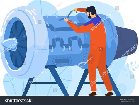 Engineer Aircraft Engine Builder Male Character Stock Vector Royalty