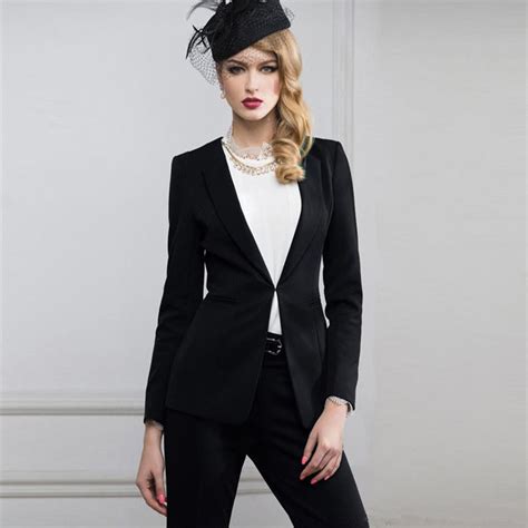 New Black Designer Suits For Women Womens Suit Notch Lapel Women