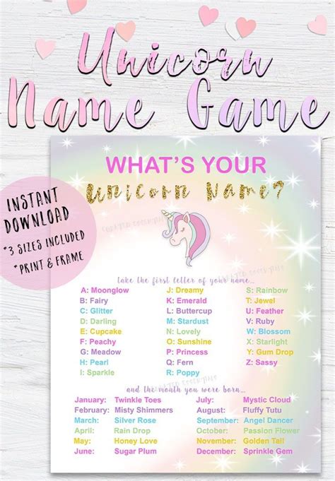 Rainbow Unicorn Name Game And Name Tags Printable Whats Your Unicorn