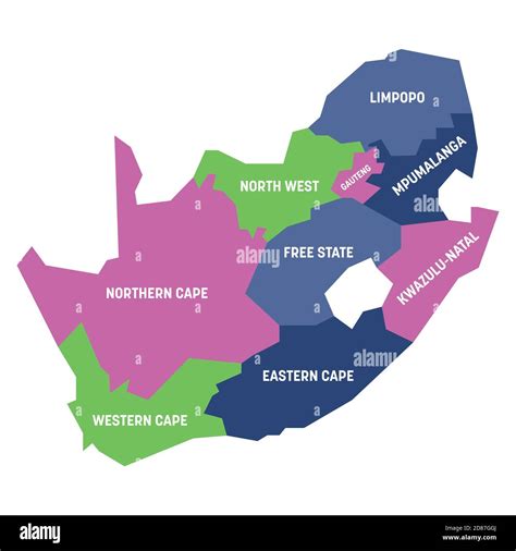 Colorful Political Map Of South Africa Rsa Administrative Divisions