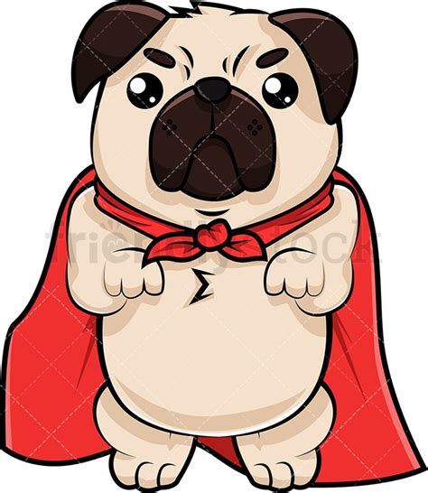 Superhero Pug Dog Cartoon Vector Clipart Friendlystock