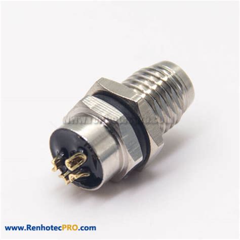 M8 Female Connector With Solder Cups 4 Pin Avaition Socket Waterproof