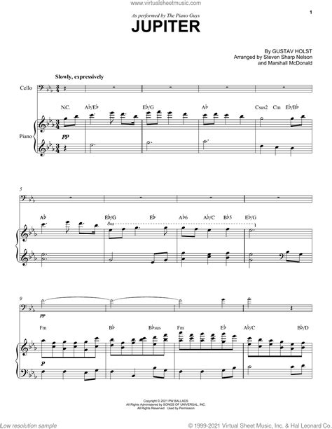 The Piano Guys Jupiter Sheet Music For Cello And Piano Pdf