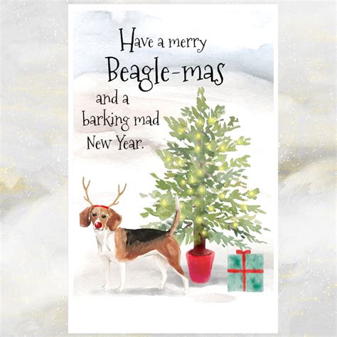 Beagle Dog Christmas Card Funny Dog Christmas Card Beagle Dog Greeti