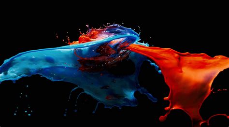 Live Paint Red And Blue Paint Splash Wallpaper Aero Colorful 4k