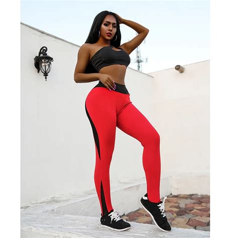 Red Stitching Mesh Hollow Out Tight Woman Jogging Pants Yoga Sexy Top Selling Relaxed Yoga